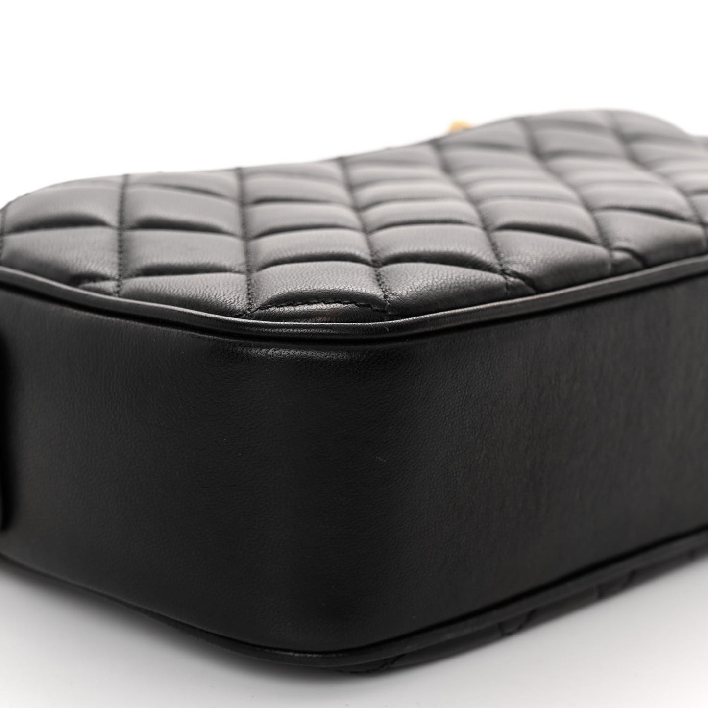 Lambskin Quilted Medium CC Crown Camera Case Black