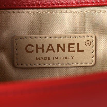 Chanel Lambskin Chevron Chain Stitched Medium Boy Flap Red 6 of 10