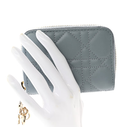 Christian Dior Lambskin Cannage Small Lady Dior Voyageur Coin Purse Cloud Blue 2 of 6