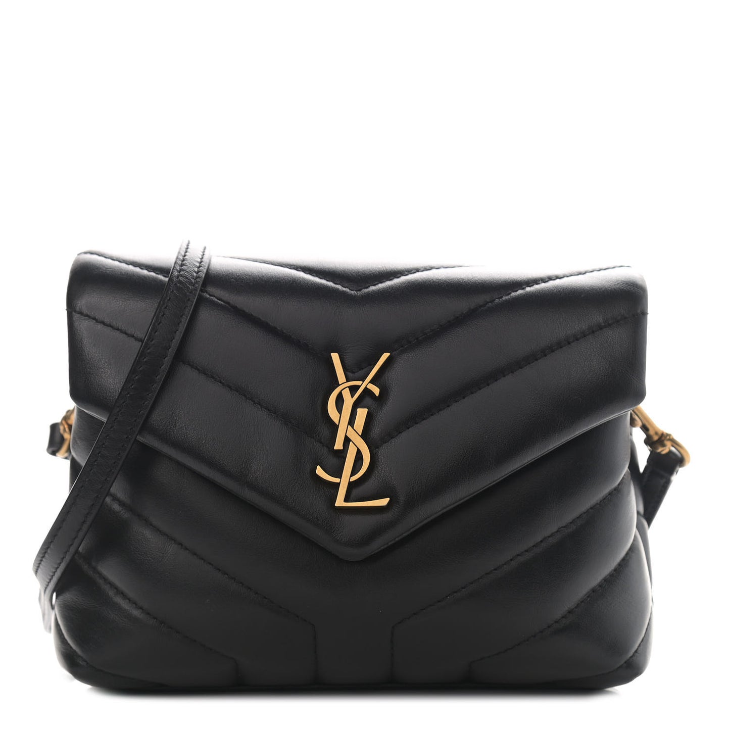 Calfskin Y Quilted Monogram Toy Loulou Crossbody Bag Black