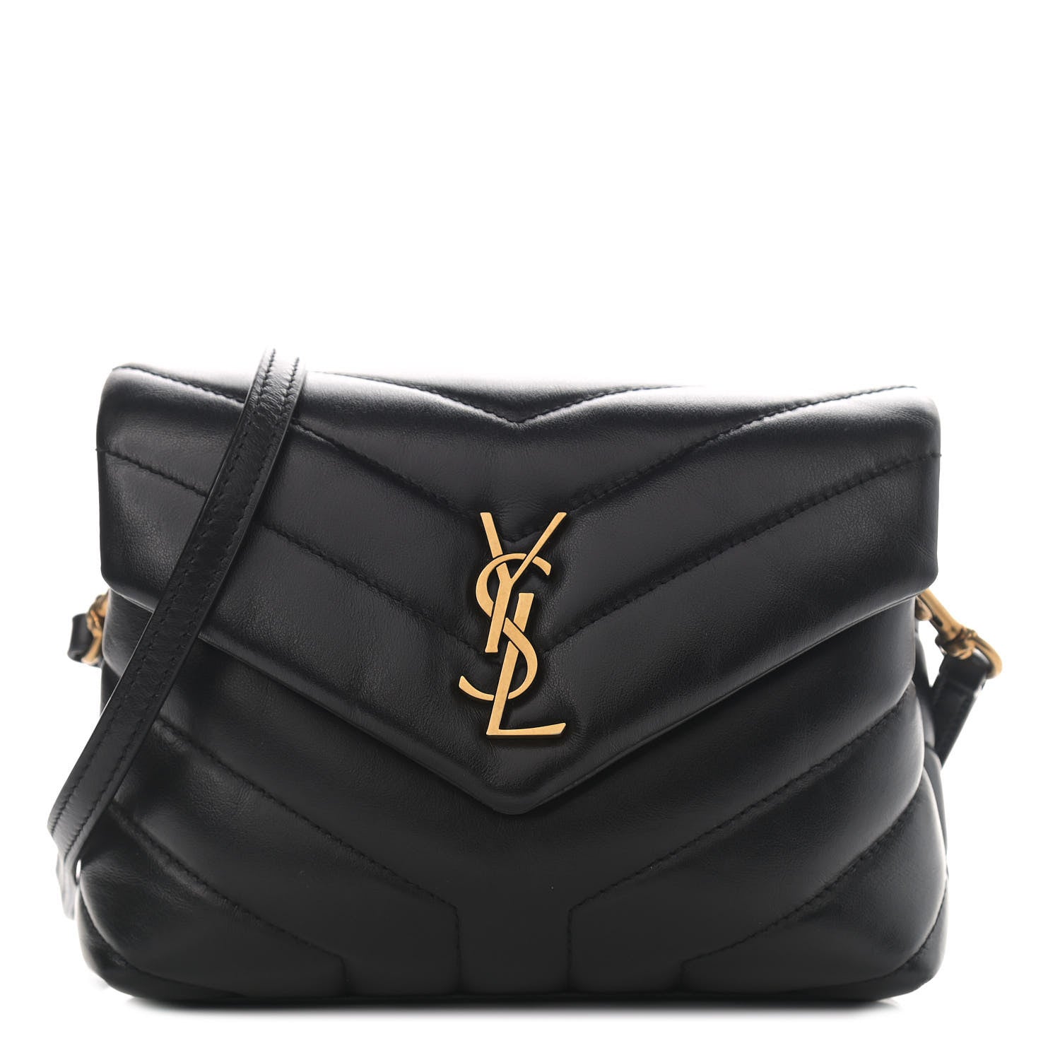 Saint Laurent Calfskin Y Quilted Monogram Toy Loulou Crossbody Bag Black 1 of 8