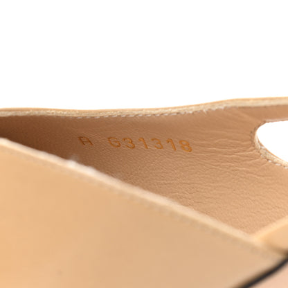 Chanel Goatskin Grosgrain Cap Toe CC Slingback Pumps 37.5 Beige Black 8 of 13
