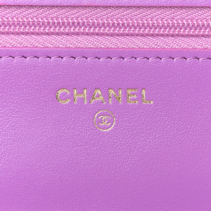 Chanel Patent Calfskin Quilted Wallet On Chain WOC Purple 6 of 11