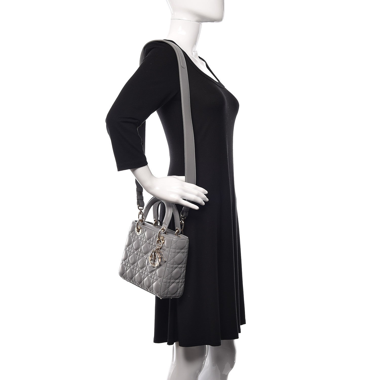 Christian Dior Lambskin Cannage Small Lucky Badges My Lady Dior Grey 2 of 10