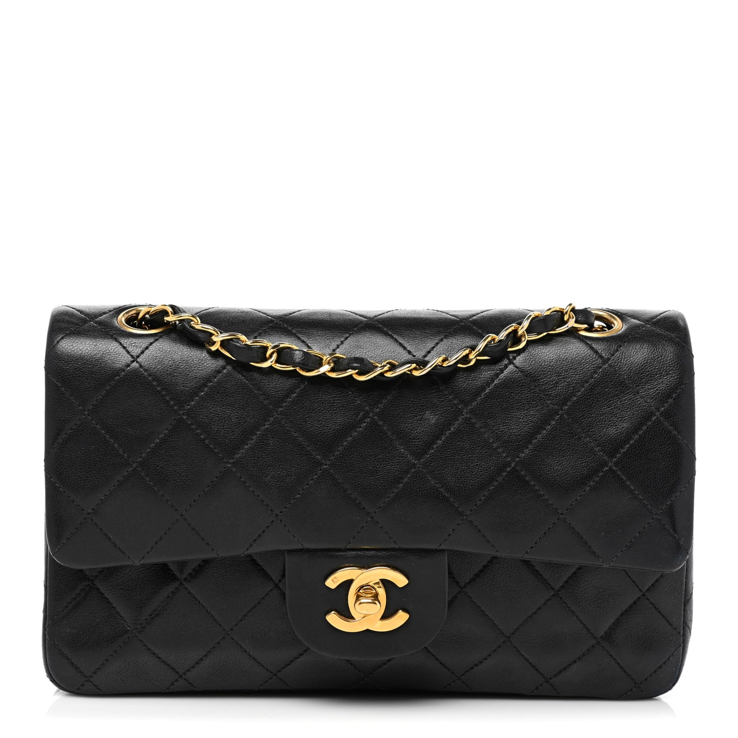 Lambskin Quilted Small Double Flap Black