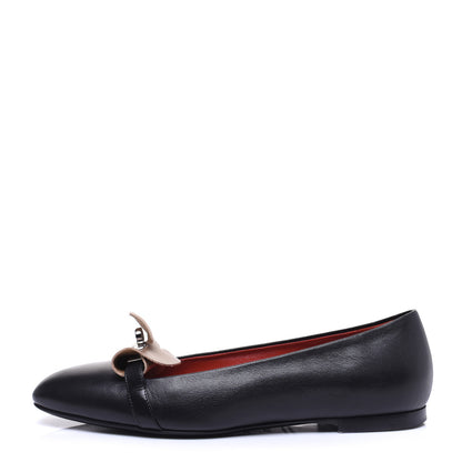 Hermes Goatskin Bilbao Ballerina Flats 37.5 Black 1 of 15