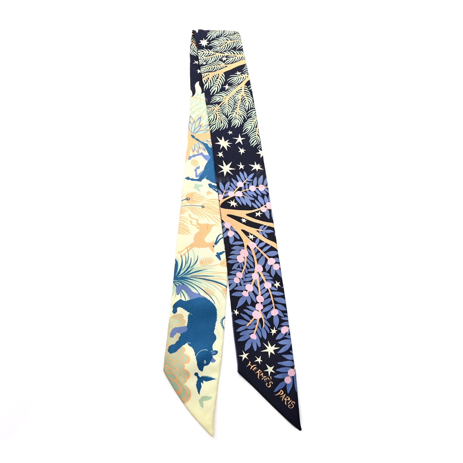 Hermes Silk Sous Le Charme D Orphee Twilly Bleu Black Jaune Soufre 2 of 4
