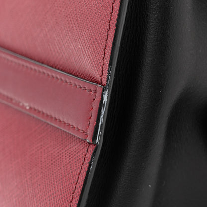Prada Saffiano City Calfskin Medium Esplanade Red Black 11 of 13