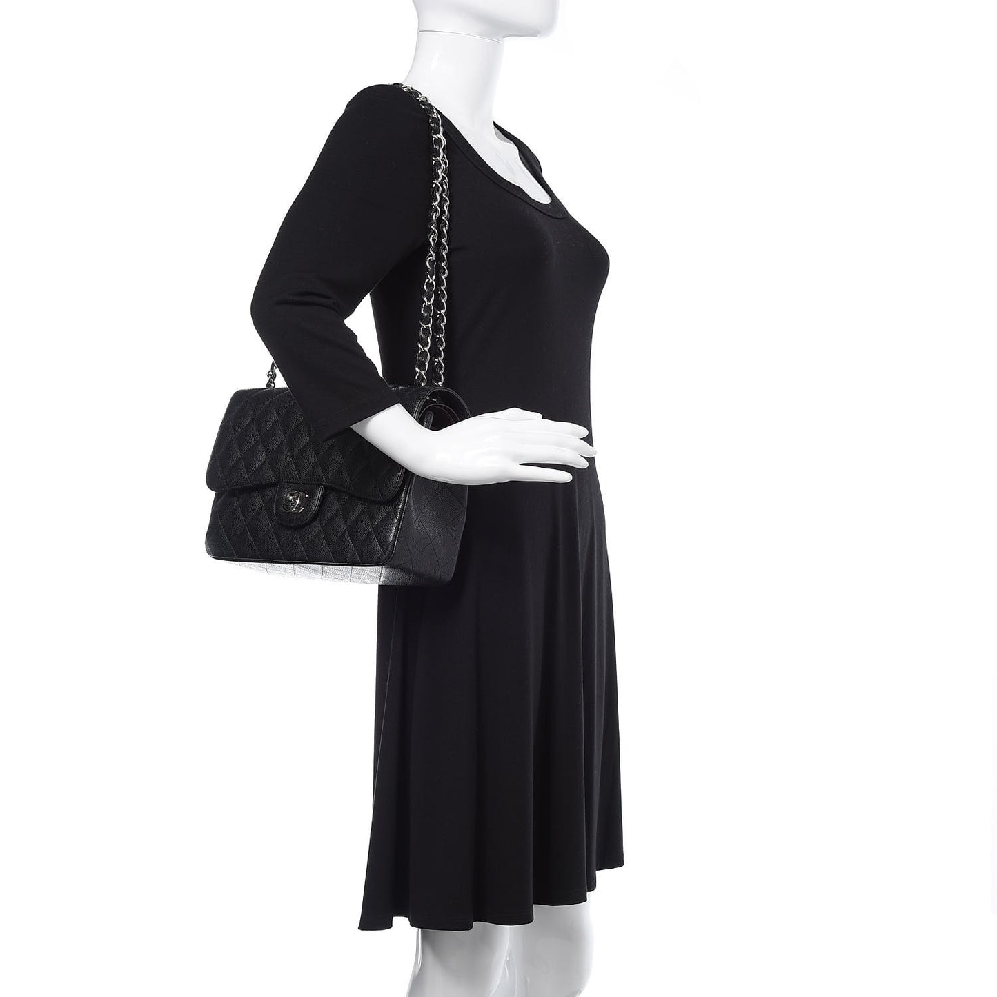Caviar Quilted Jumbo Double Flap Black