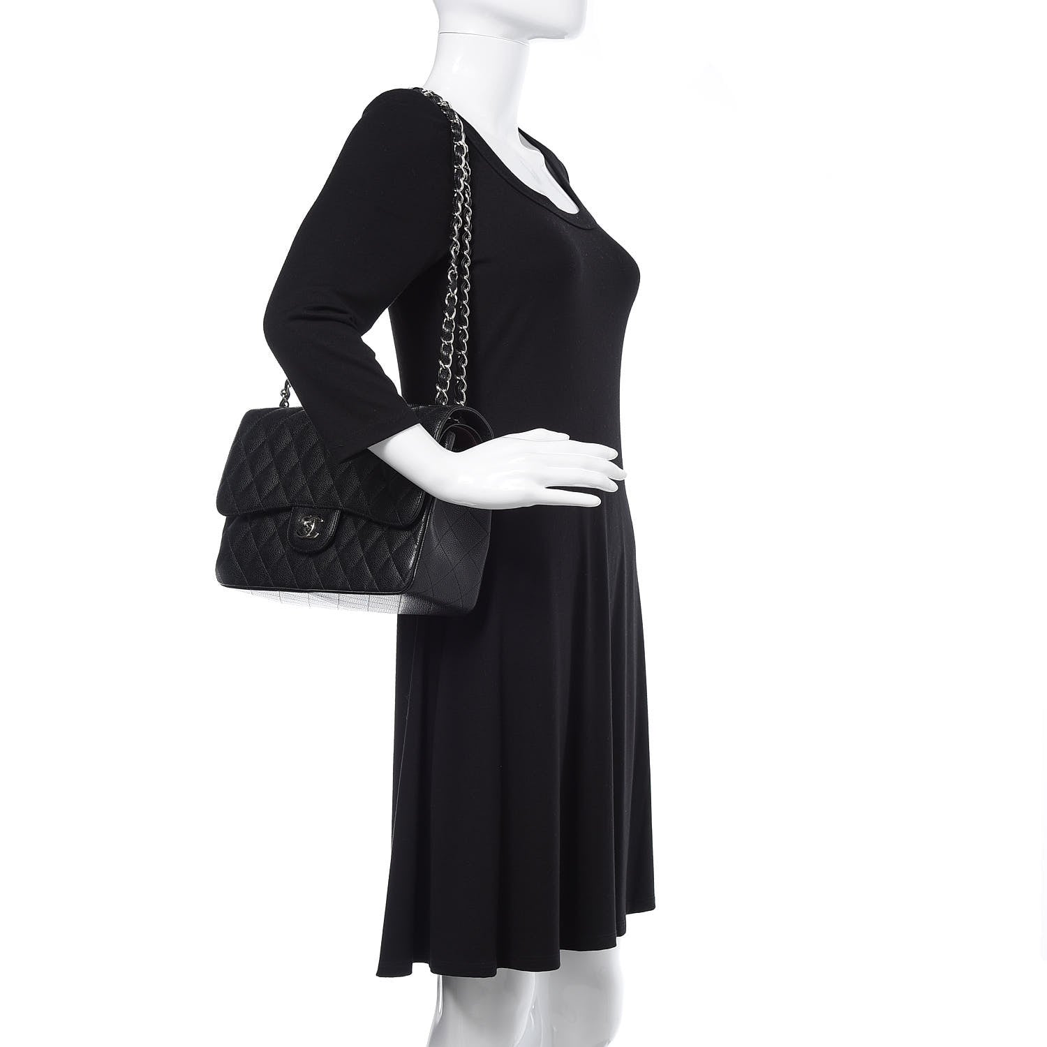 Chanel Caviar Quilted Jumbo Double Flap Black 3 of 14