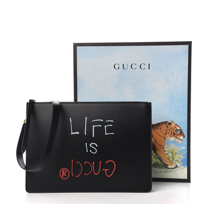 Gucci Calfskin is Life Print Messenger Bag Black 10 of 10
