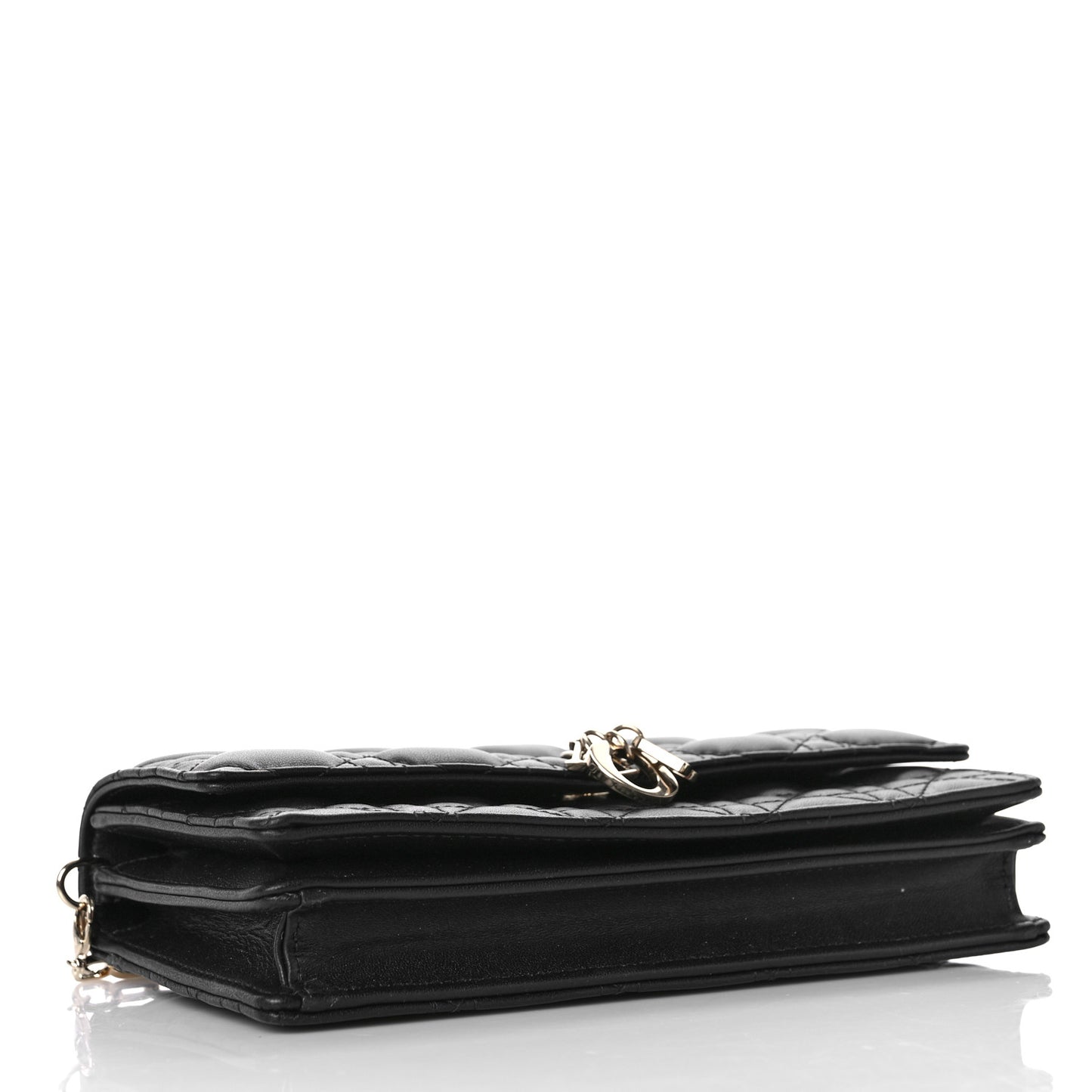 Lambskin Lady Dior Top Handle Clutch Black
