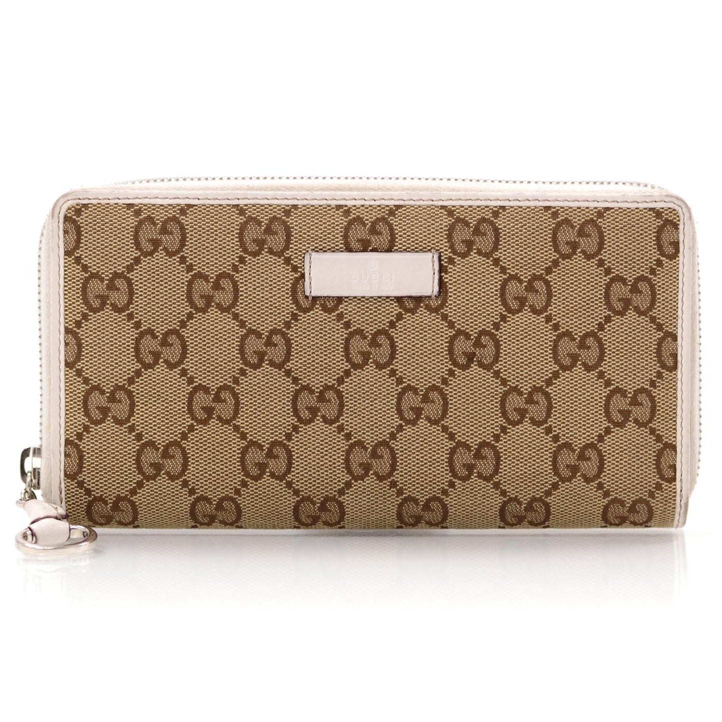 Monogram Horsebit Zip Around Wallet Beige Ebony White