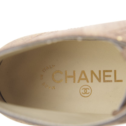 Chanel Cork Lace Up Boots 41.5 Beige Gold 7 of 10