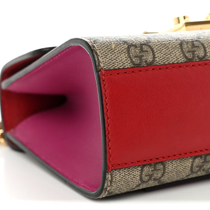 Gucci GG Supreme Monogram Calfskin Small Padlock Shoulder Bag Beige Hibiscus Red New Rosette 9 of 12