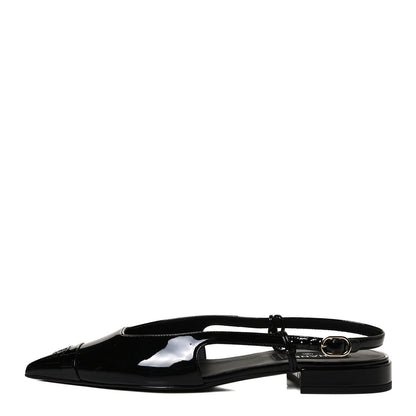 Chanel Patent CC Slingback Flats 39 Black 1 of 9