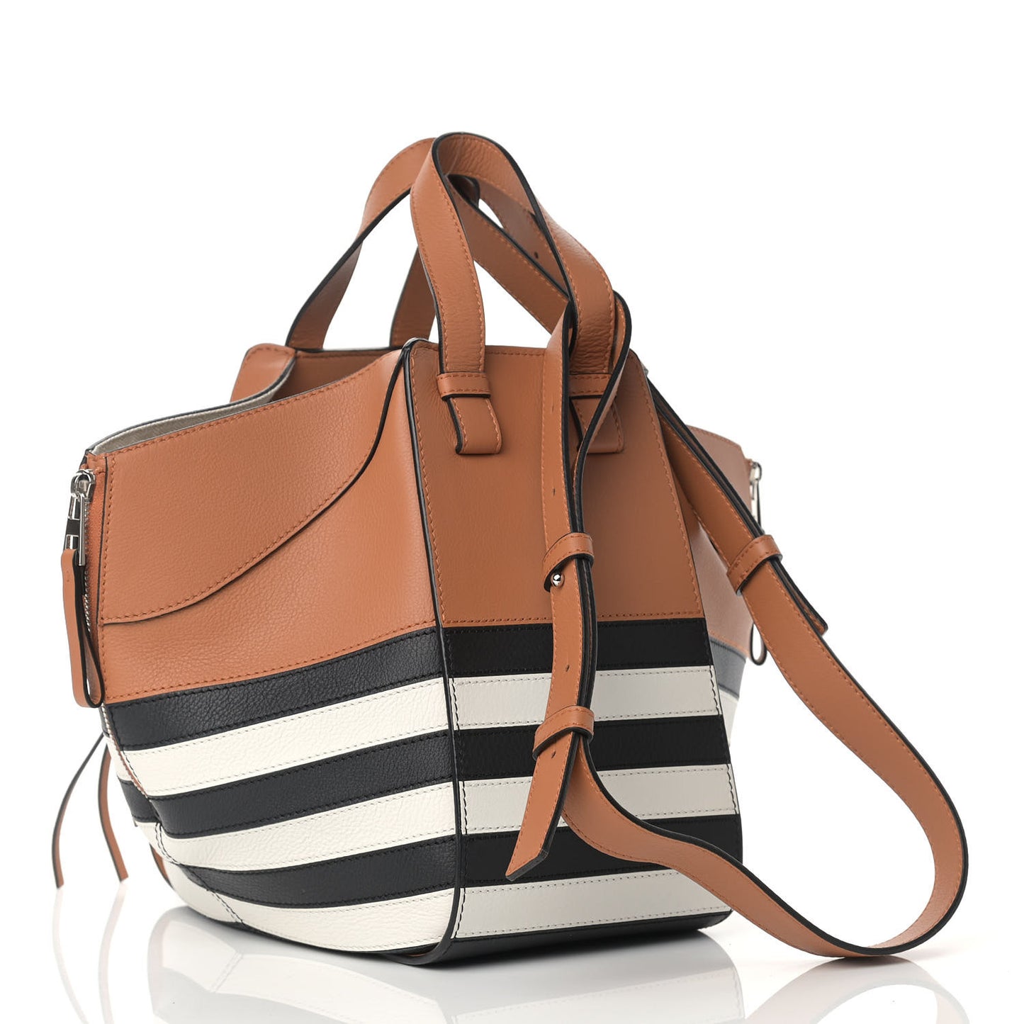 Calfskin Marine Stripe Small Hammock Shoulder Bag Tan