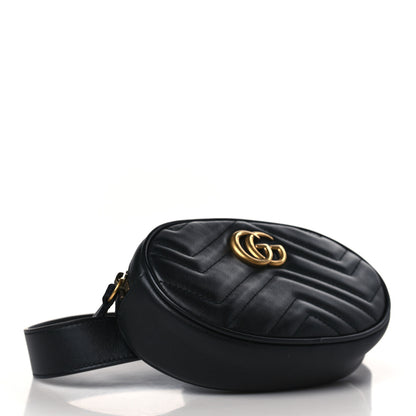 Gucci Calfskin Matelasse GG Marmont Belt Bag 85 34 Black 4 of 9
