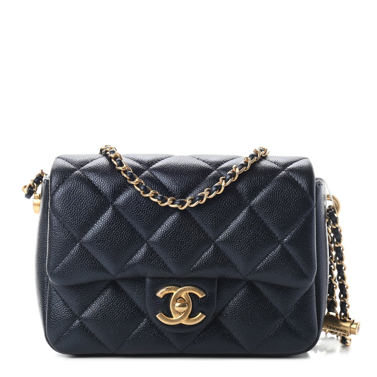 Iridescent Caviar Quilted Mini My Perfect Flap Black