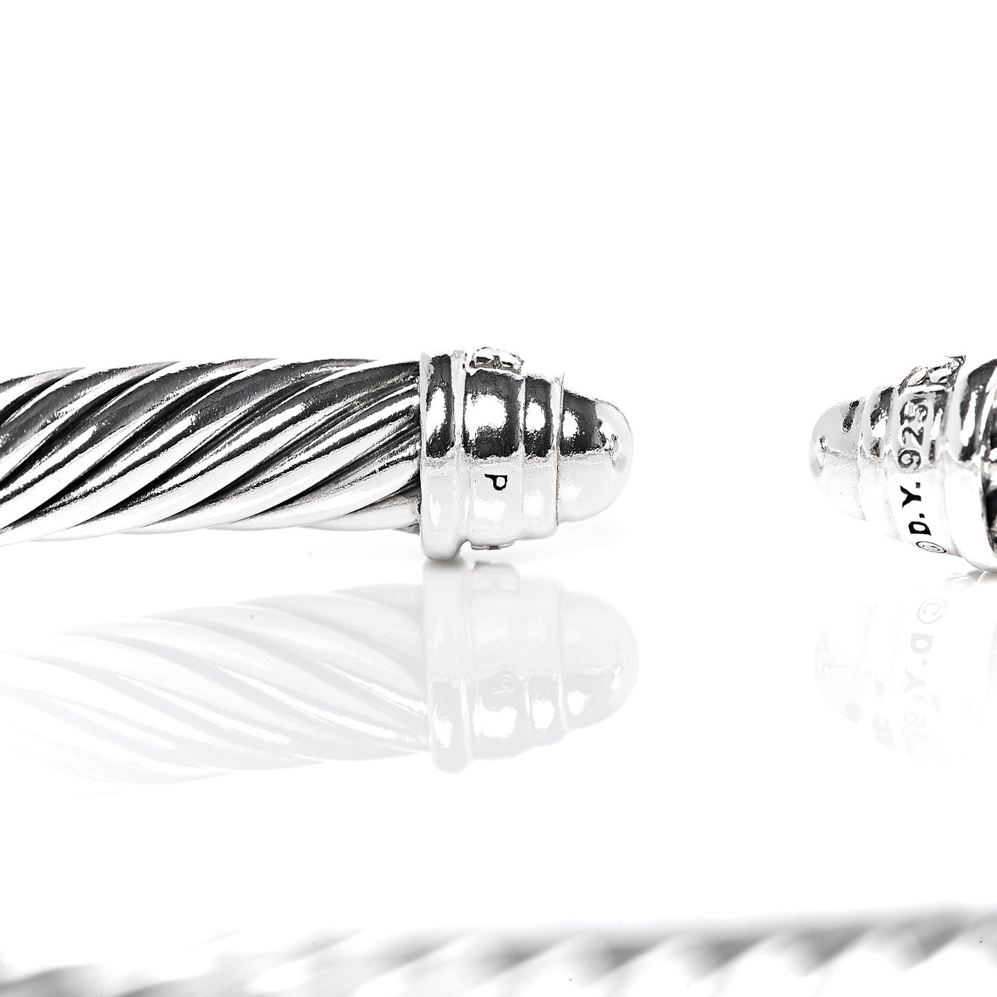 Sterling Silver Diamond 5mm Cable Classics Dome Bracelet