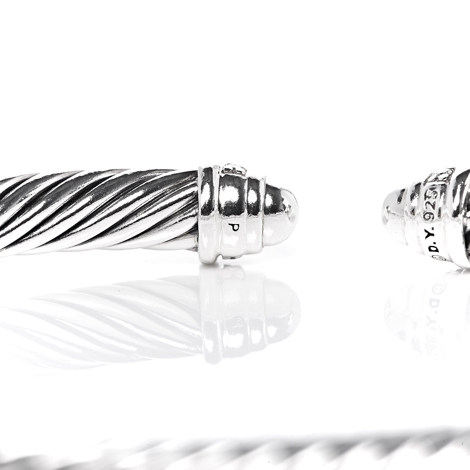 David Yurman Sterling Silver Diamond 5mm Cable Classics Dome Bracelet 4 of 5