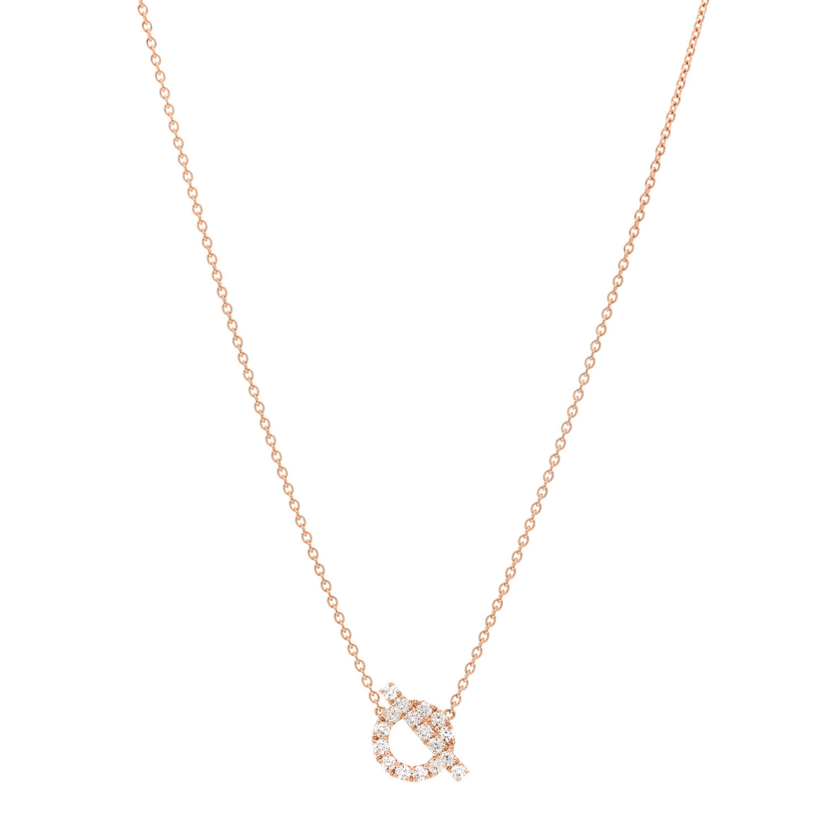 Hermes 18K Rose Gold Diamond Finesse Pendant Necklace 1 of 6