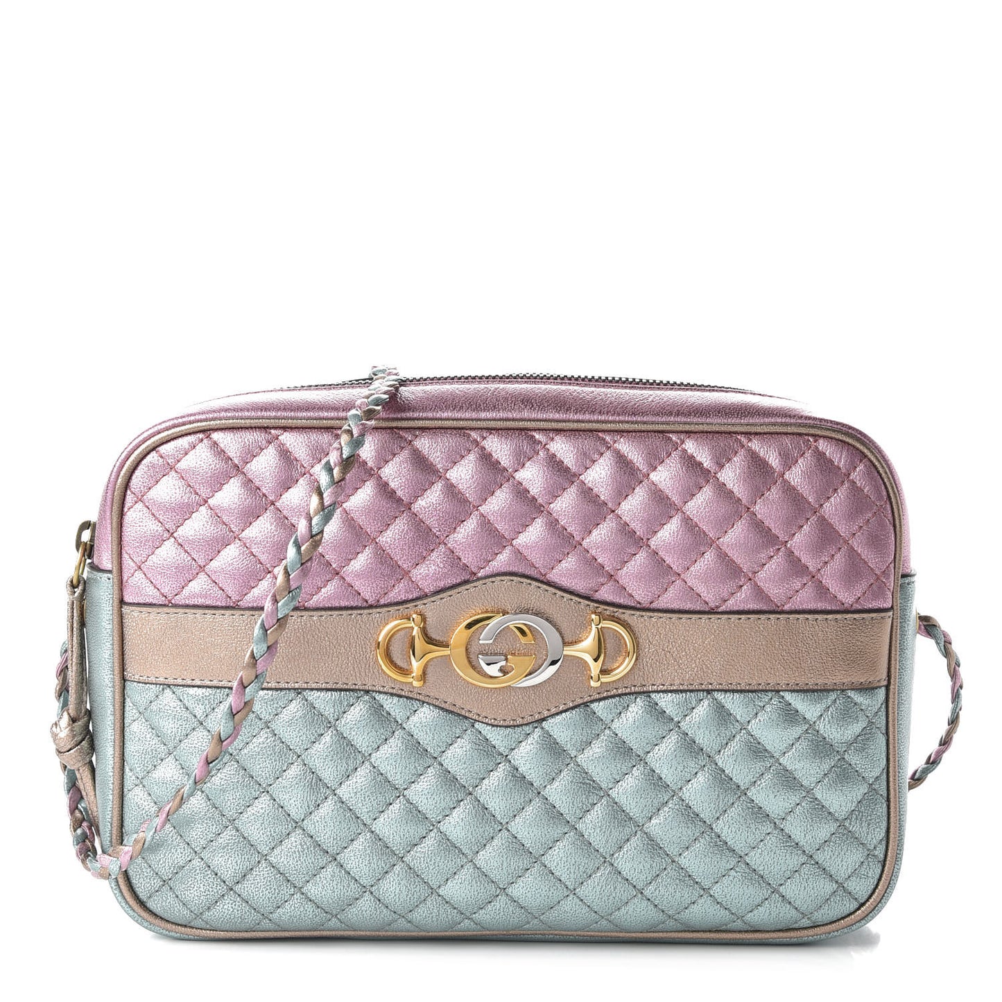 Laminated Nappa Trapuntata Small Zumi Shoulder Bag Rosa Lago Rame
