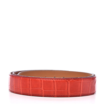 Hermes Shiny Porosus Crocodile 32mm Belt Strap 100 Geranium 2 of 7
