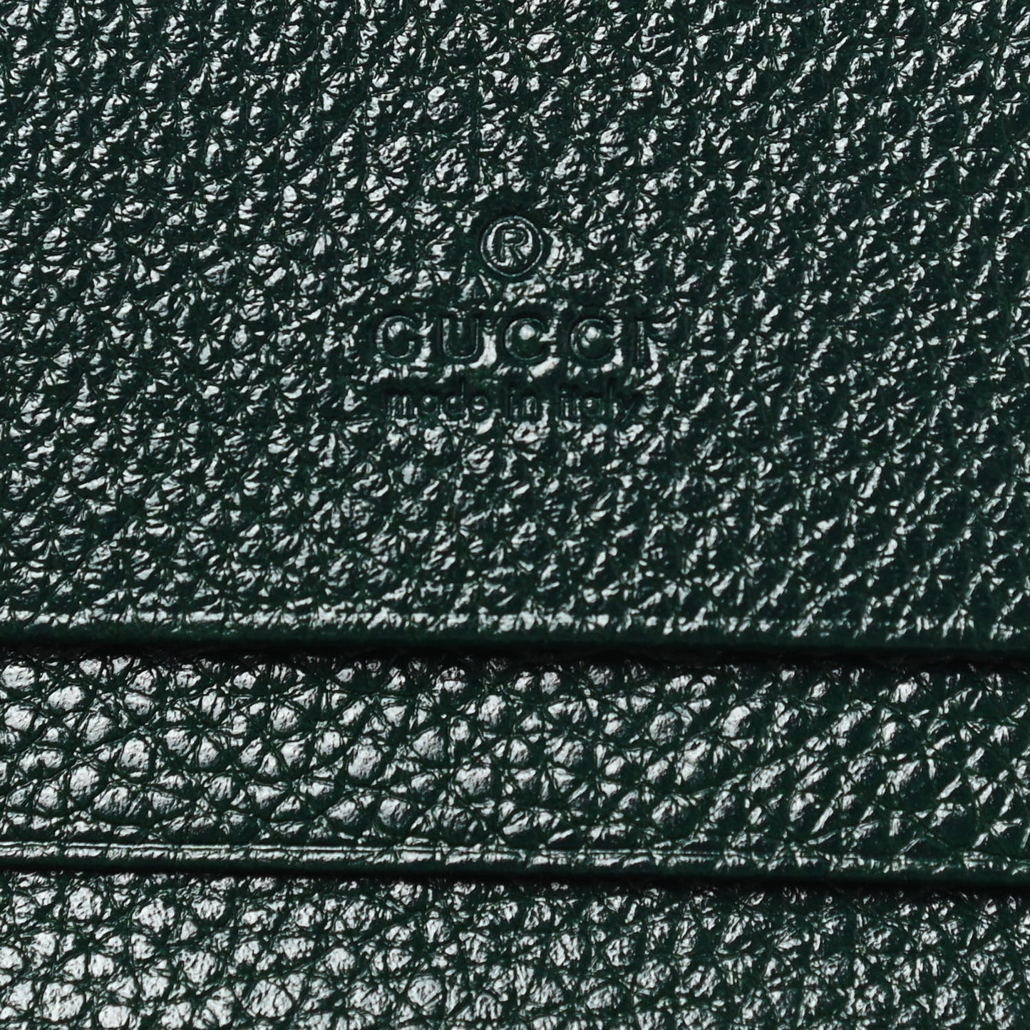 Grainy Calfskin Zumi Chain Card Case Wallet Vintage Green