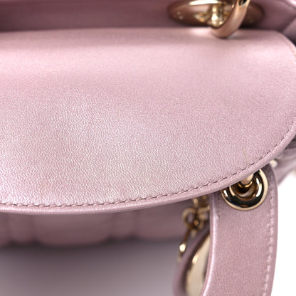 Christian Dior Metallic Lambskin Cannage Mini Lady Dior Lotus 12 of 17