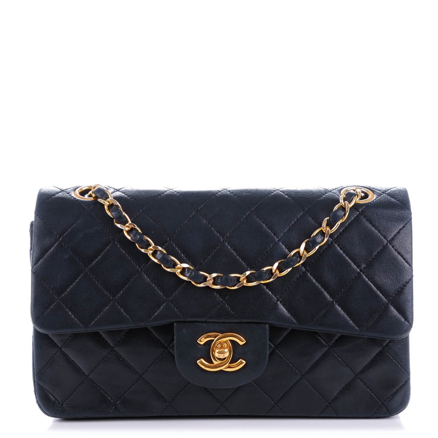 Lambskin Small Double Flap Navy
