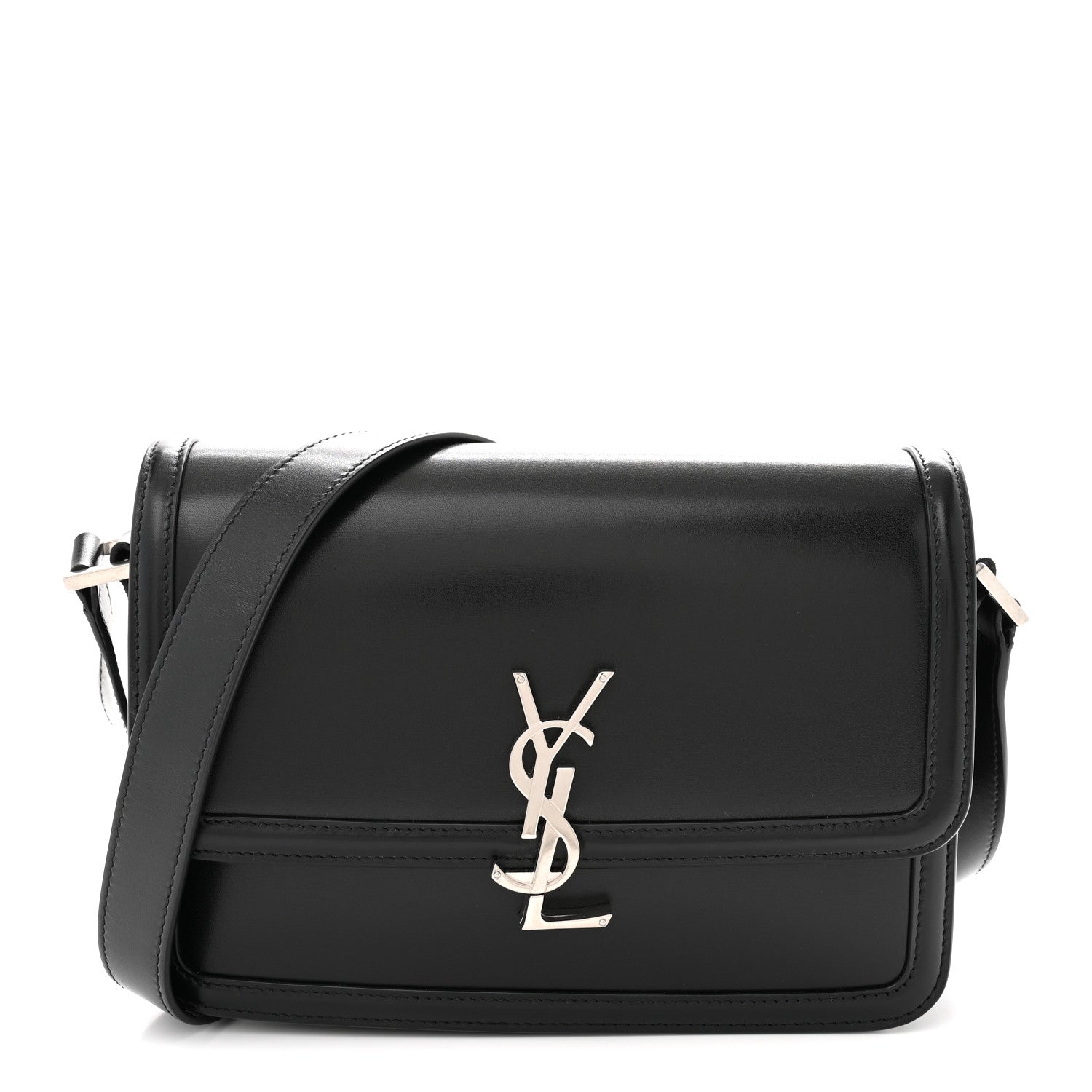Saint Laurent Box Calfskin Monogram Medium Solferino Satchel Black 1 of 10