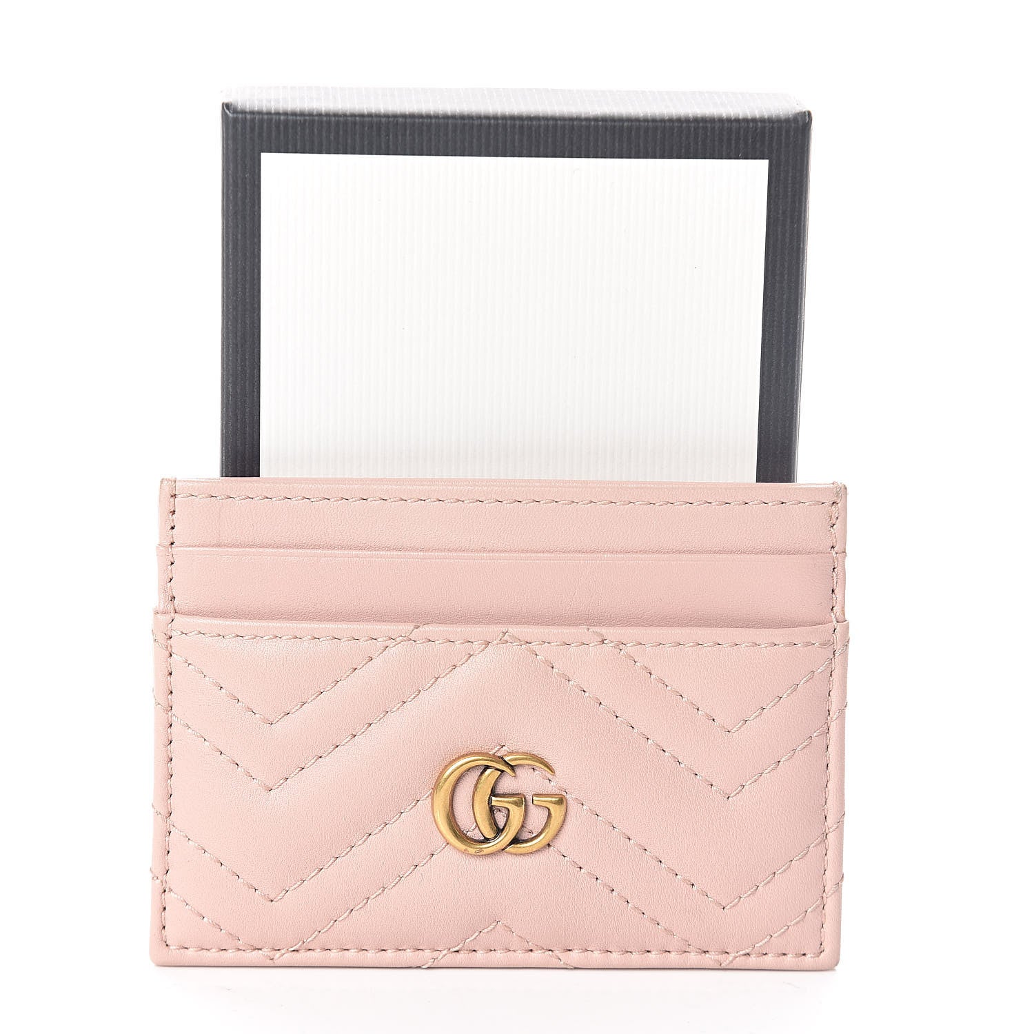 Gucci Calfskin Matelasse GG Marmont Card Holder Perfect Pink 7 of 7