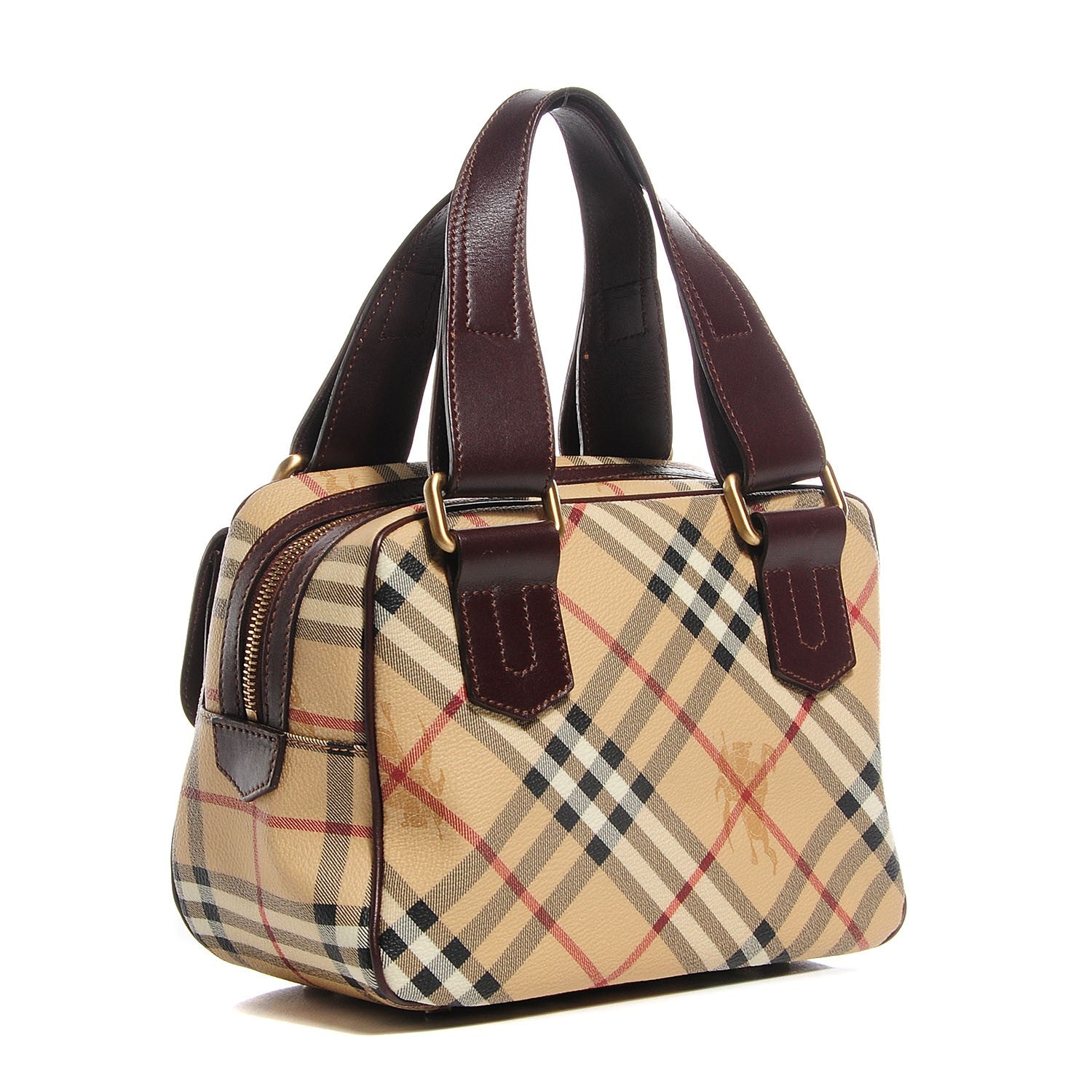 Burberry Haymarket Check Buckle Satchel Brown 3 of 7