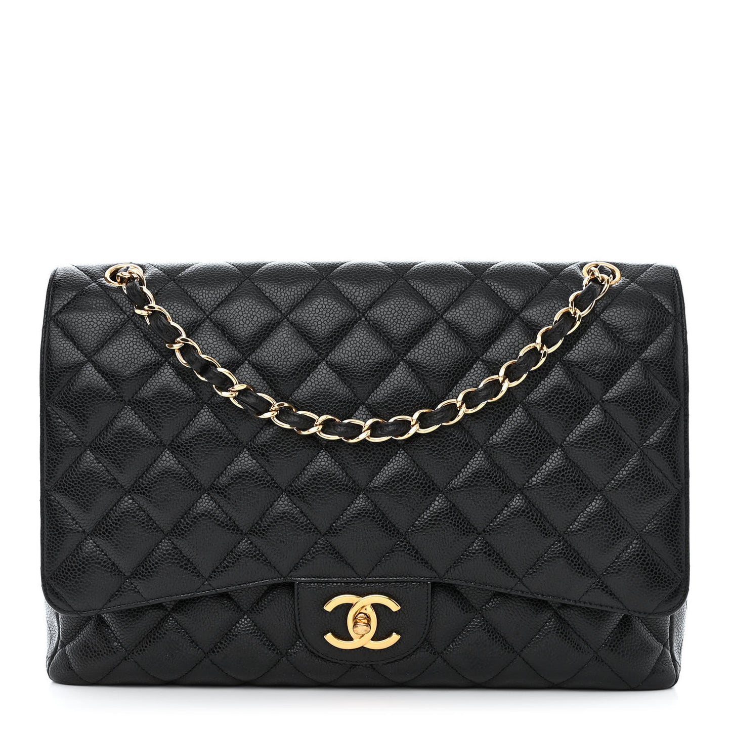 Caviar Quilted Maxi Double Flap Black