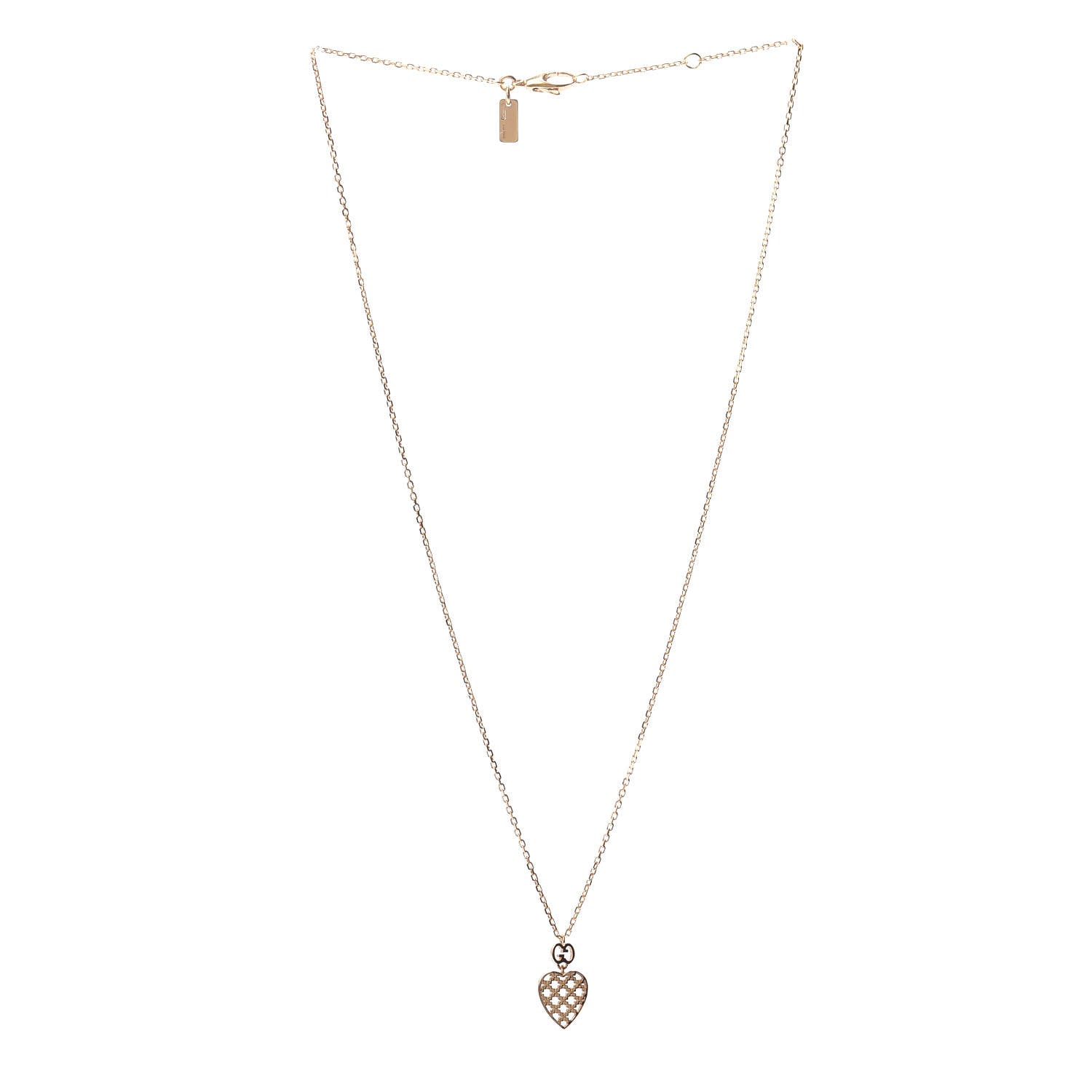 Gucci 18K Yellow Gold Diamantissima Heart Pendant Necklace 3 of 4