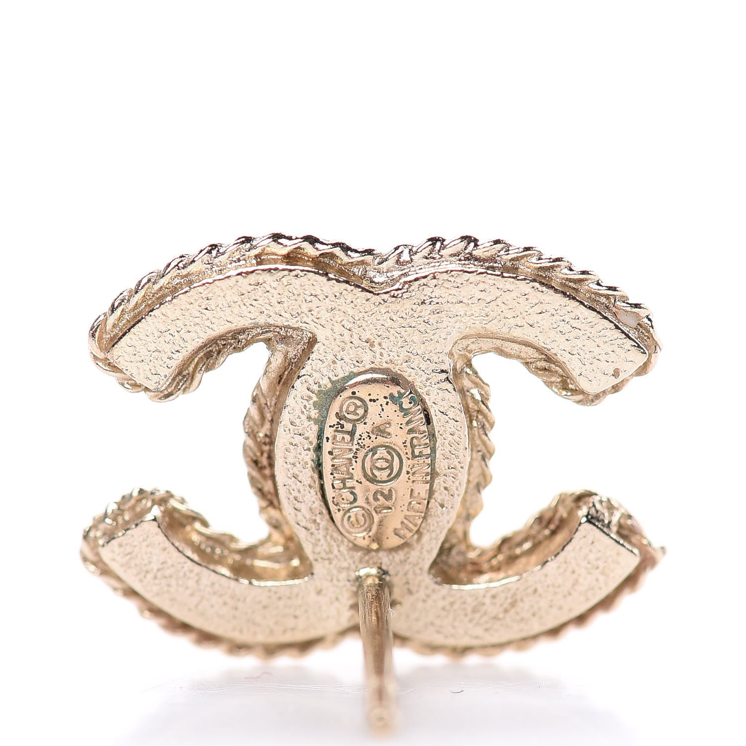 Chanel Hammered CC Earrings Gold 4 of 5
