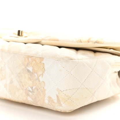 Chanel Denim Floral Printed Medium Double Flap Beige 9 of 13