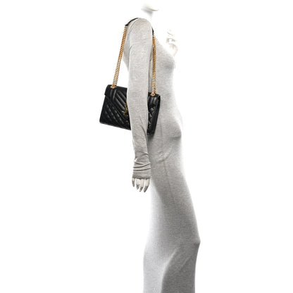 Saint Laurent Grain De Poudre Textured Mixed Matelasse Triquilt Medium Monogram Satchel Black 2 of 9