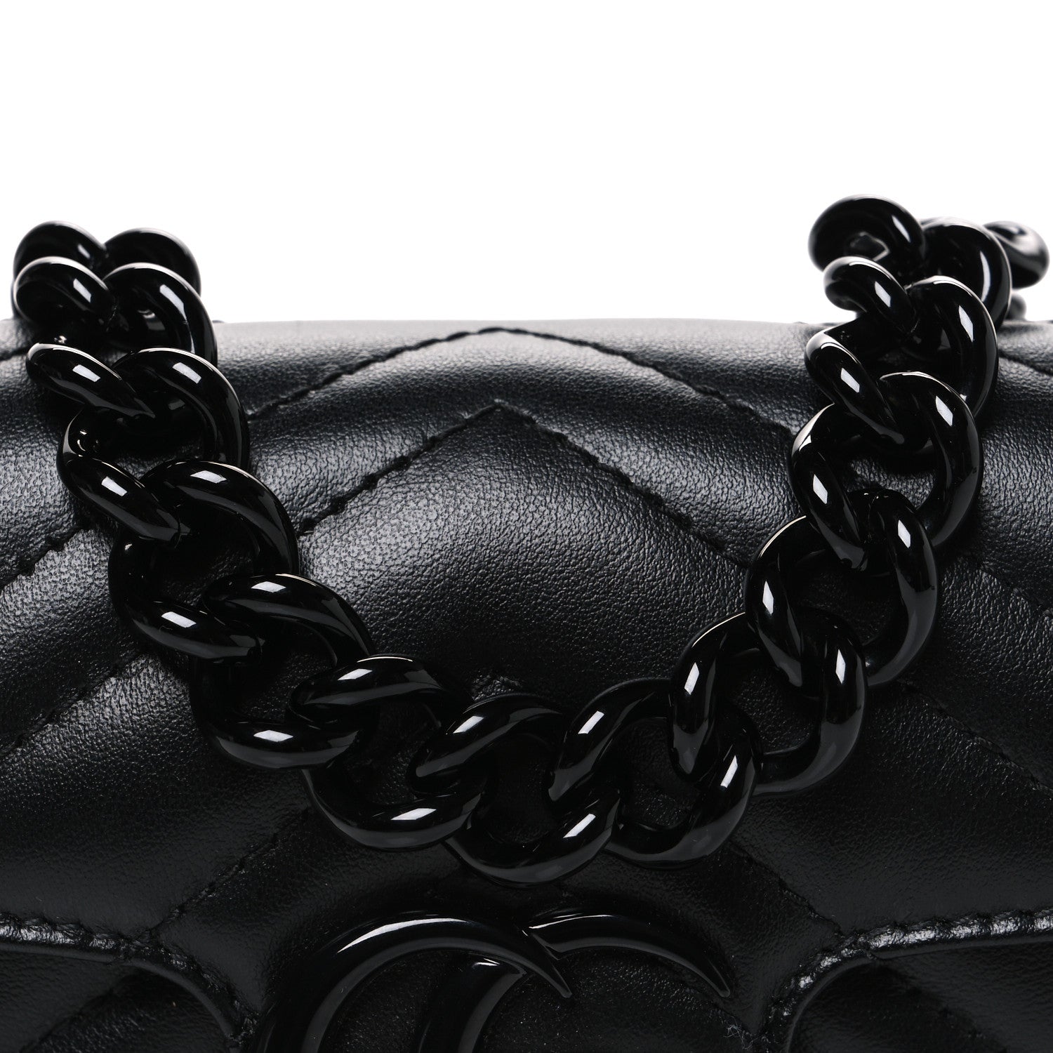 Gucci Calfskin Matelasse Monochrome GG Marmont Chain Belt Bag Black 8 of 10