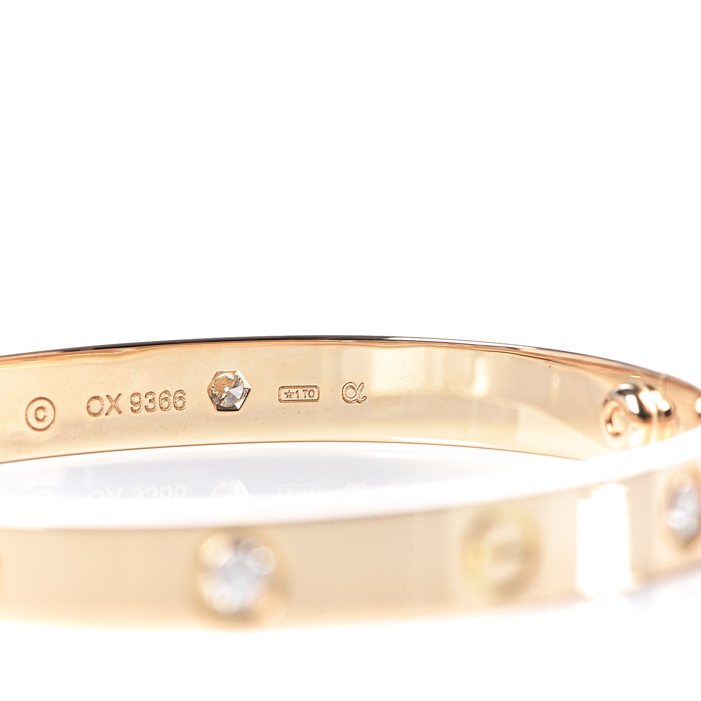18K Yellow Gold 4 Diamond LOVE Bracelet 16