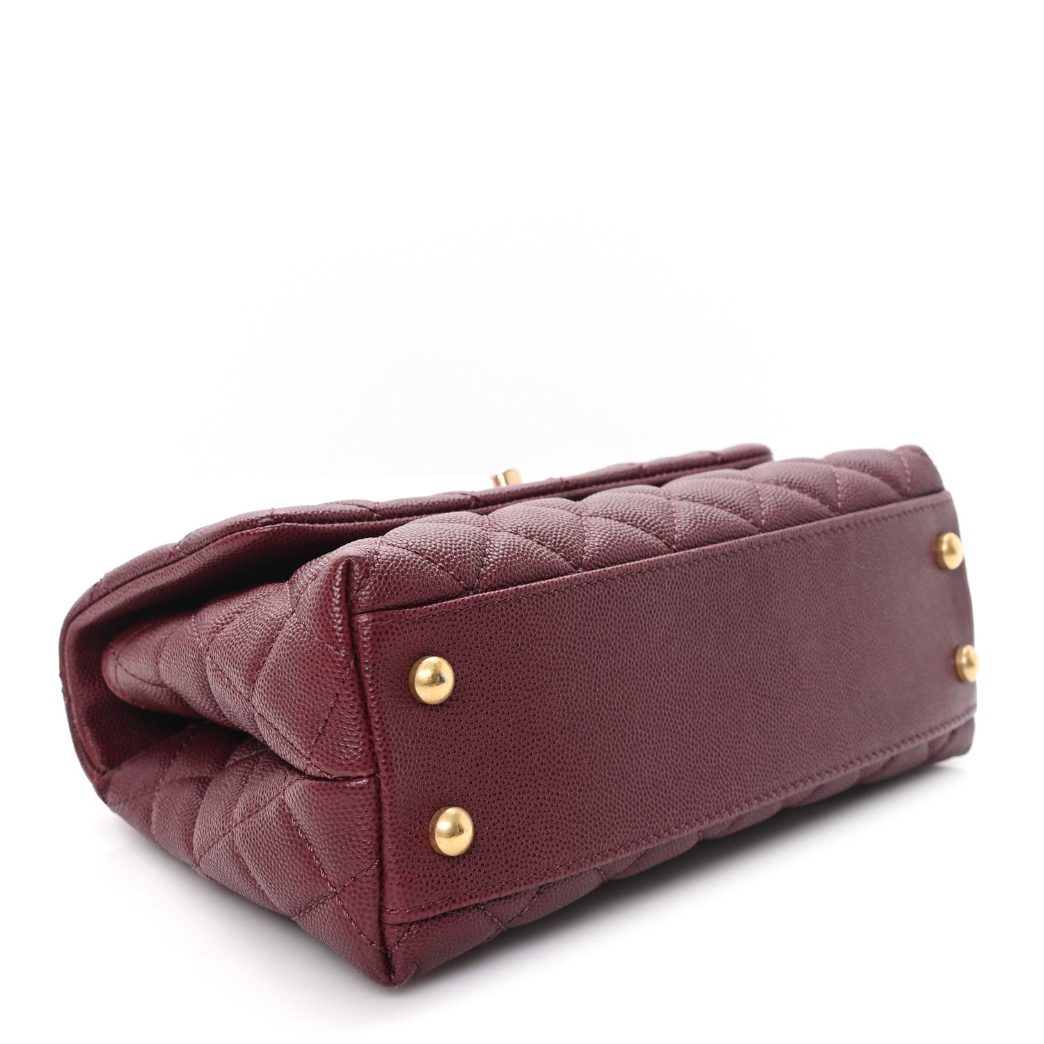 Chanel Caviar Lizard Embossed Quilted Mini Coco Handle Flap Burgundy 4 of 10