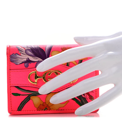 Gucci Calfskin Flora Print Zumi Card Case Fuxia Fluo 2 of 12