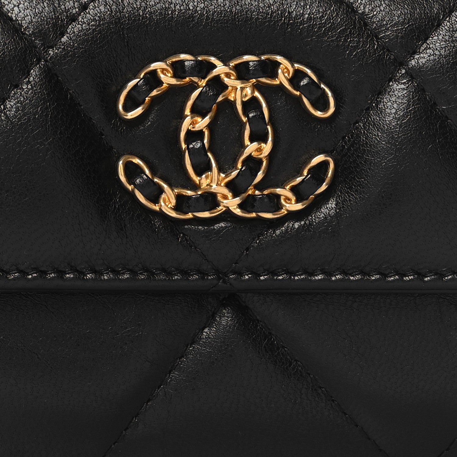 Chanel Lambskin Quilted Chanel 19 Small Flap Wallet Black 10 of 10