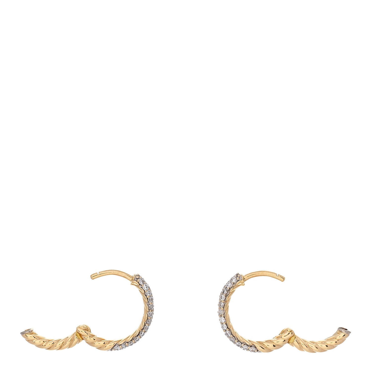 David Yurman 18K Yellow Gold Diamond Petite Pave Huggie Hoop Earrings 3 of 4
