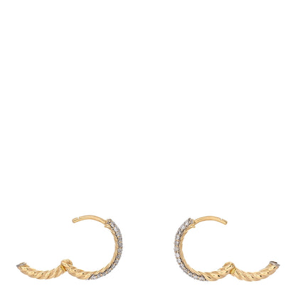 David Yurman 18K Yellow Gold Diamond Petite Pave Huggie Hoop Earrings 3 of 4
