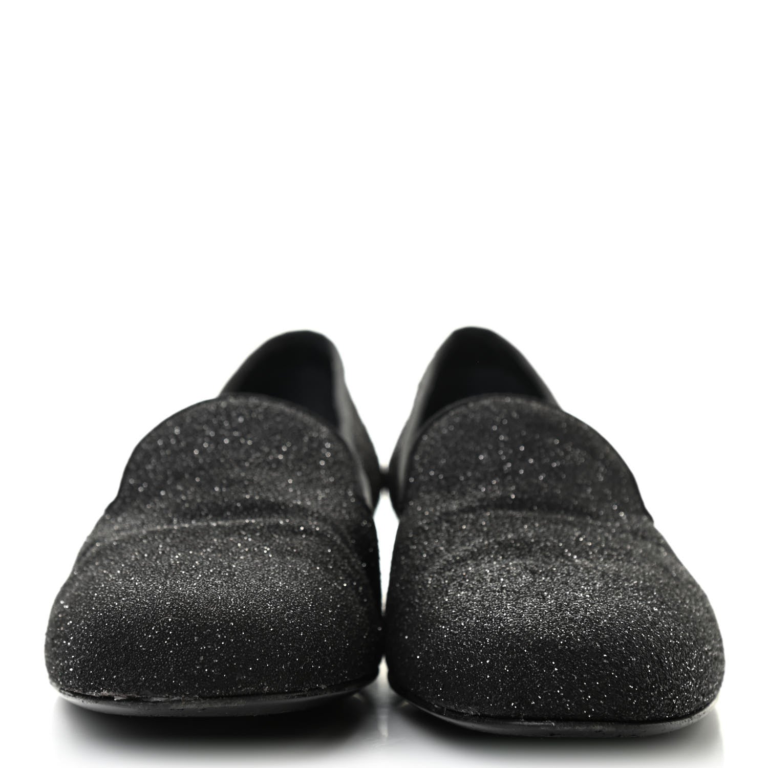 Saint Laurent Metallic Calfskin Smoking Slipper Flat Loafers 38.5 Black Glitter 2 of 9