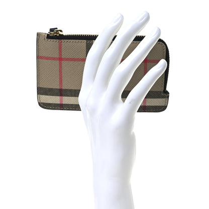 Burberry Check Calfskin Zip Card Case Holder Black 2 of 6