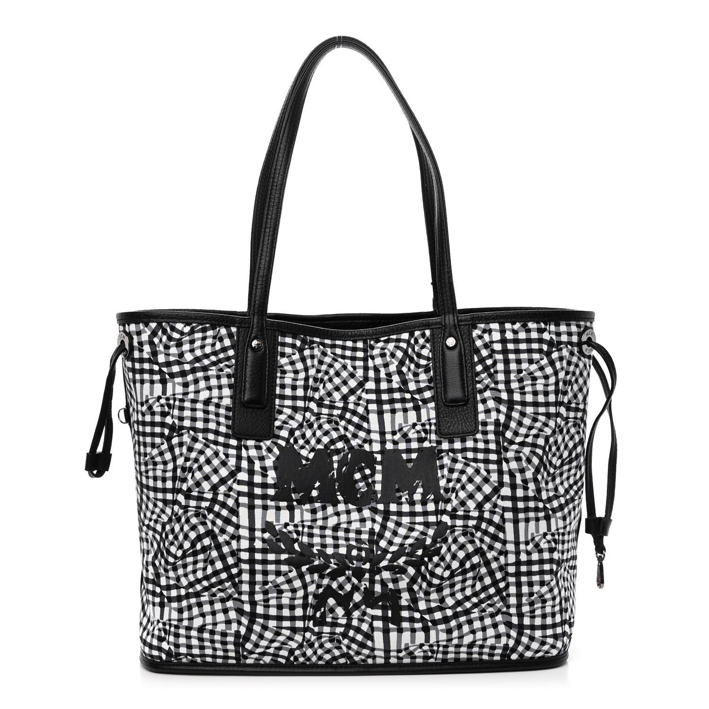 Grained Calfskin Visetos Medium Liz Reversible Shopper Tote Black
