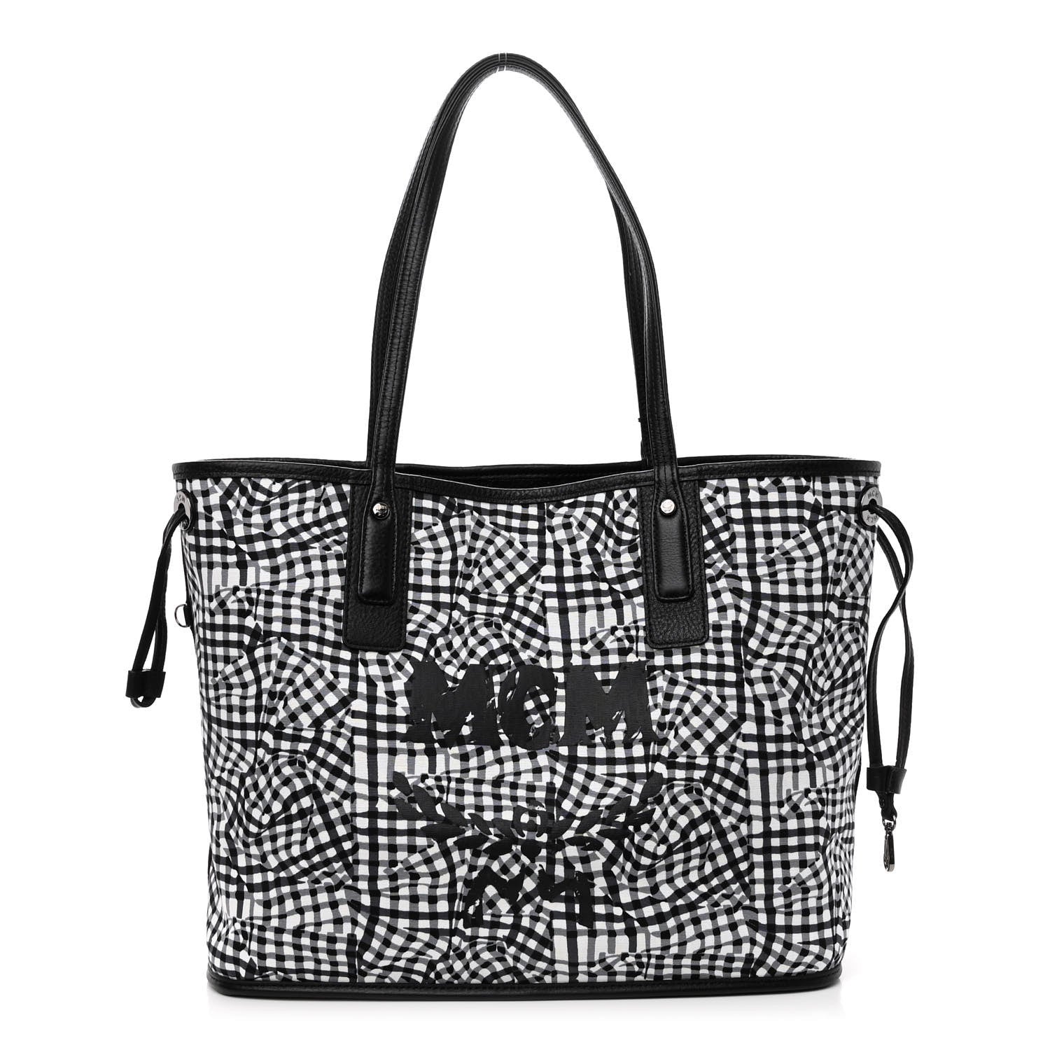 MCM Grained Calfskin Visetos Medium Liz Reversible Shopper Tote Black 4 of 16